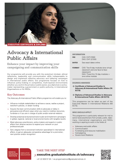 Advocacy and International Public Affairs Flyer Thumbnail