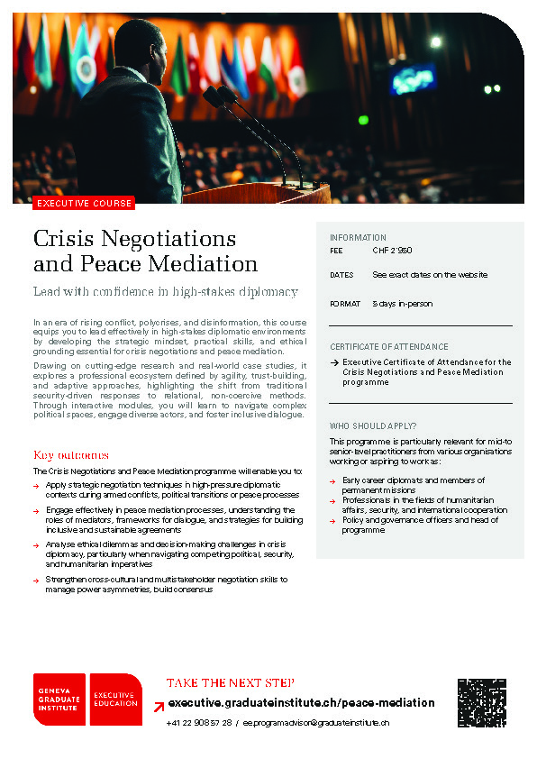 Brochure Crisis Negotiations and Peace Mediation thumbnail