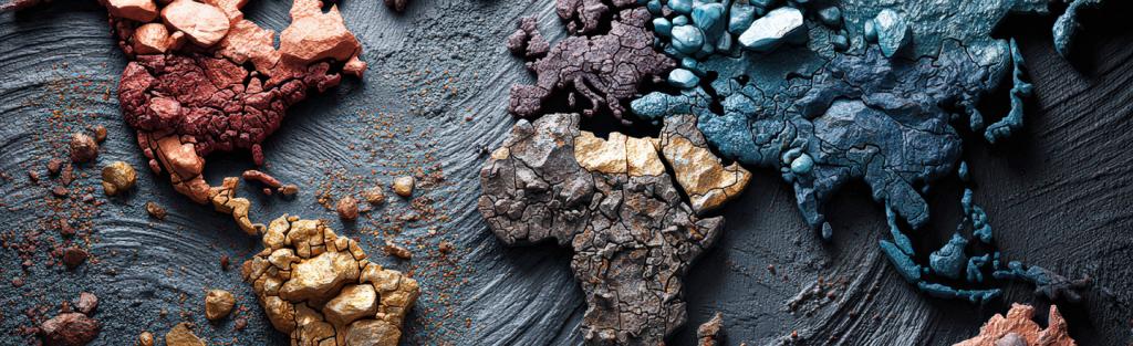 World map with minerals